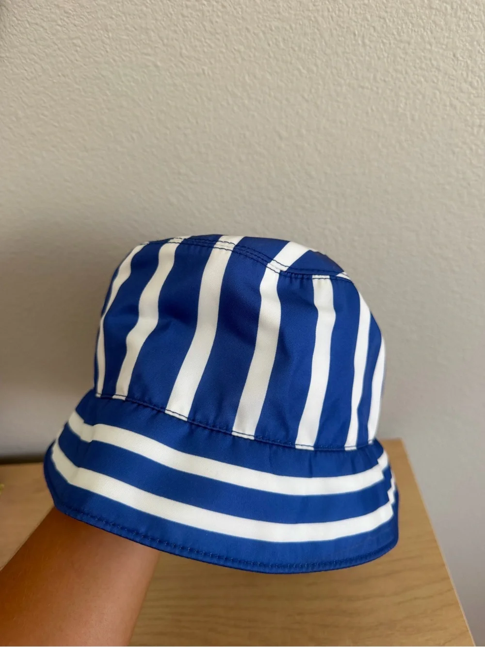 Prada Kids Blue and White Striped Bucket Hat